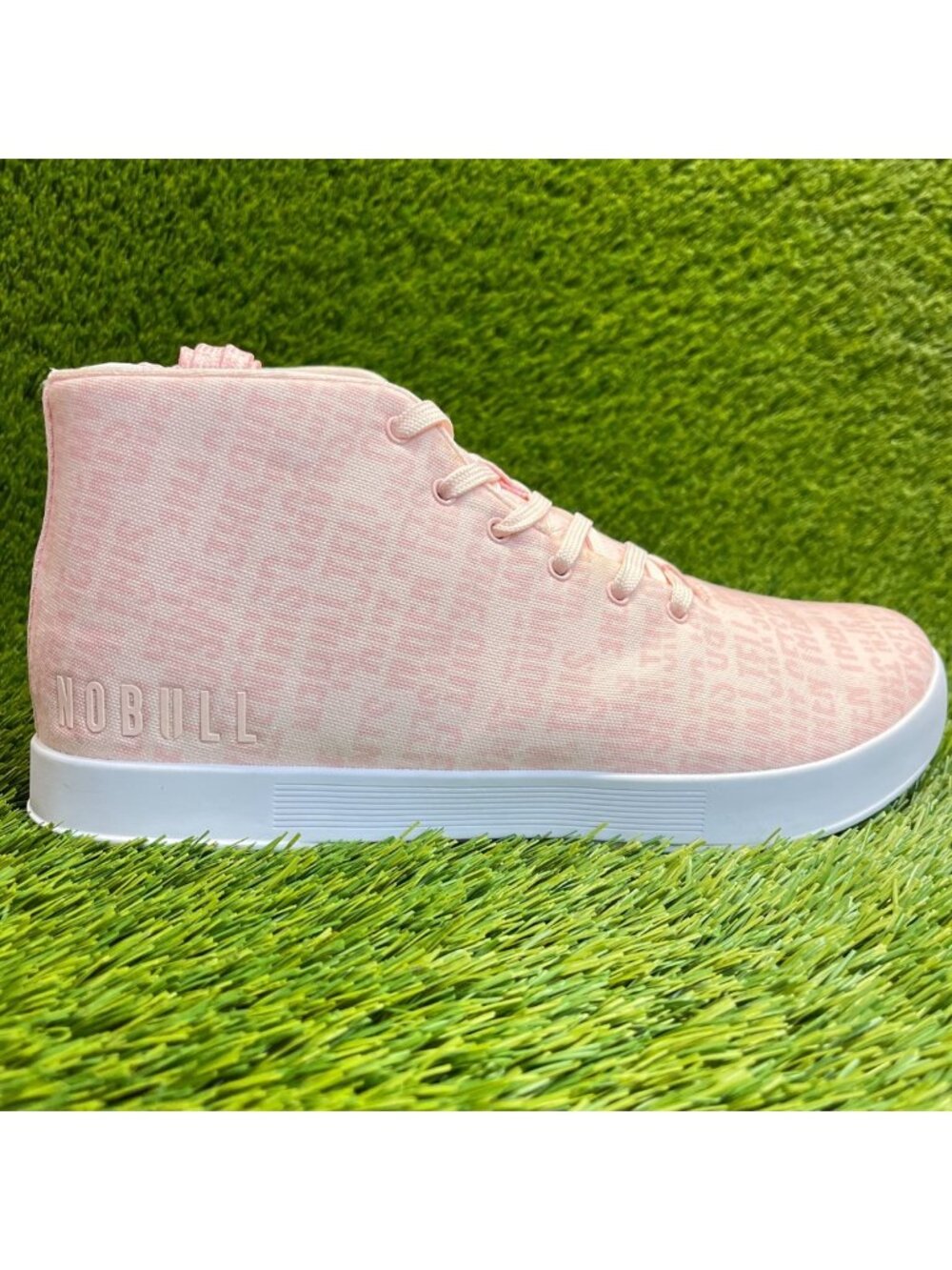 Nobull Canvas Mid Trainer Mens Size 11.5 Pink White Athletic Shoes Sneakers